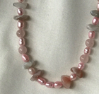 Pink Freshwater Pearls & Botswana Agate String Necklace