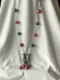 Butterfly Chain Necklace with Purple & Pink Glass Beads.
