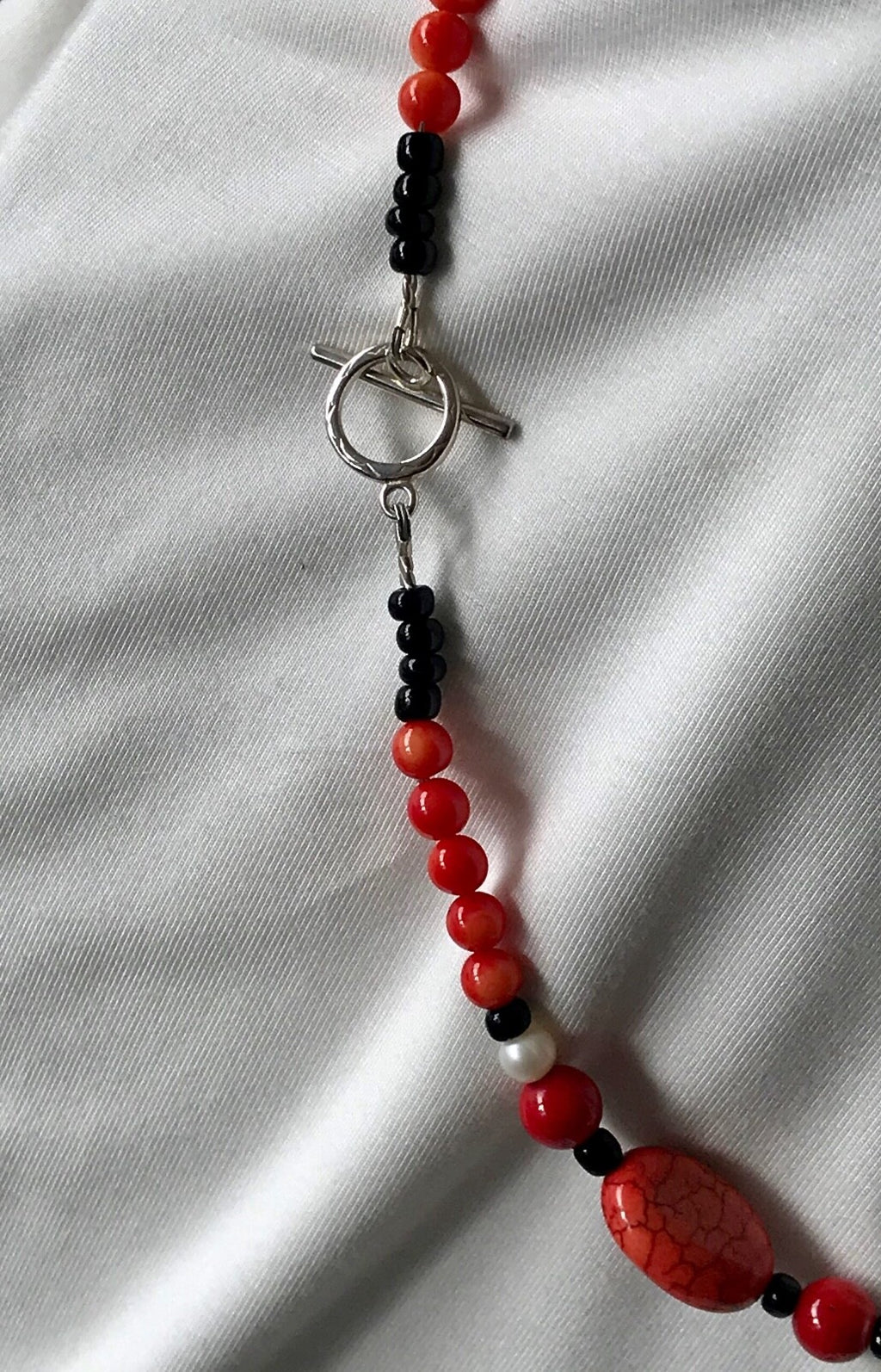 Orange Semi-Precious Necklace with Sterling Siver Feature