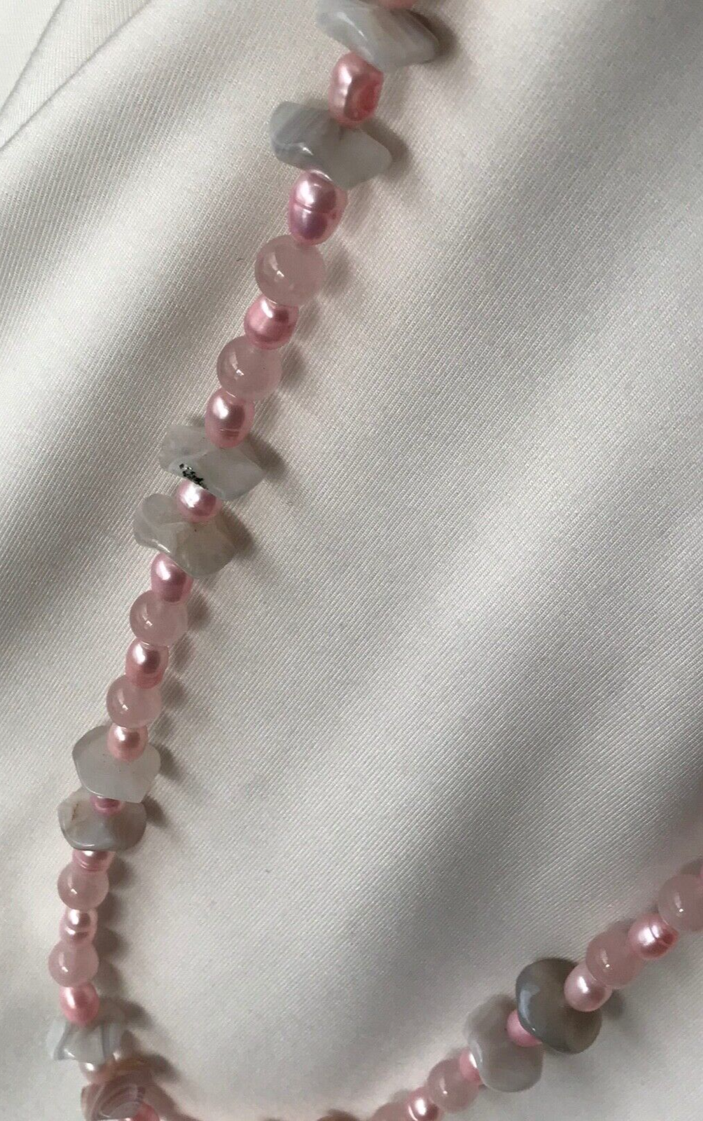 Pink Freshwater Pearls & Botswana Agate String Necklace