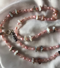 Pink Freshwater Pearls & Botswana Agate String Necklace