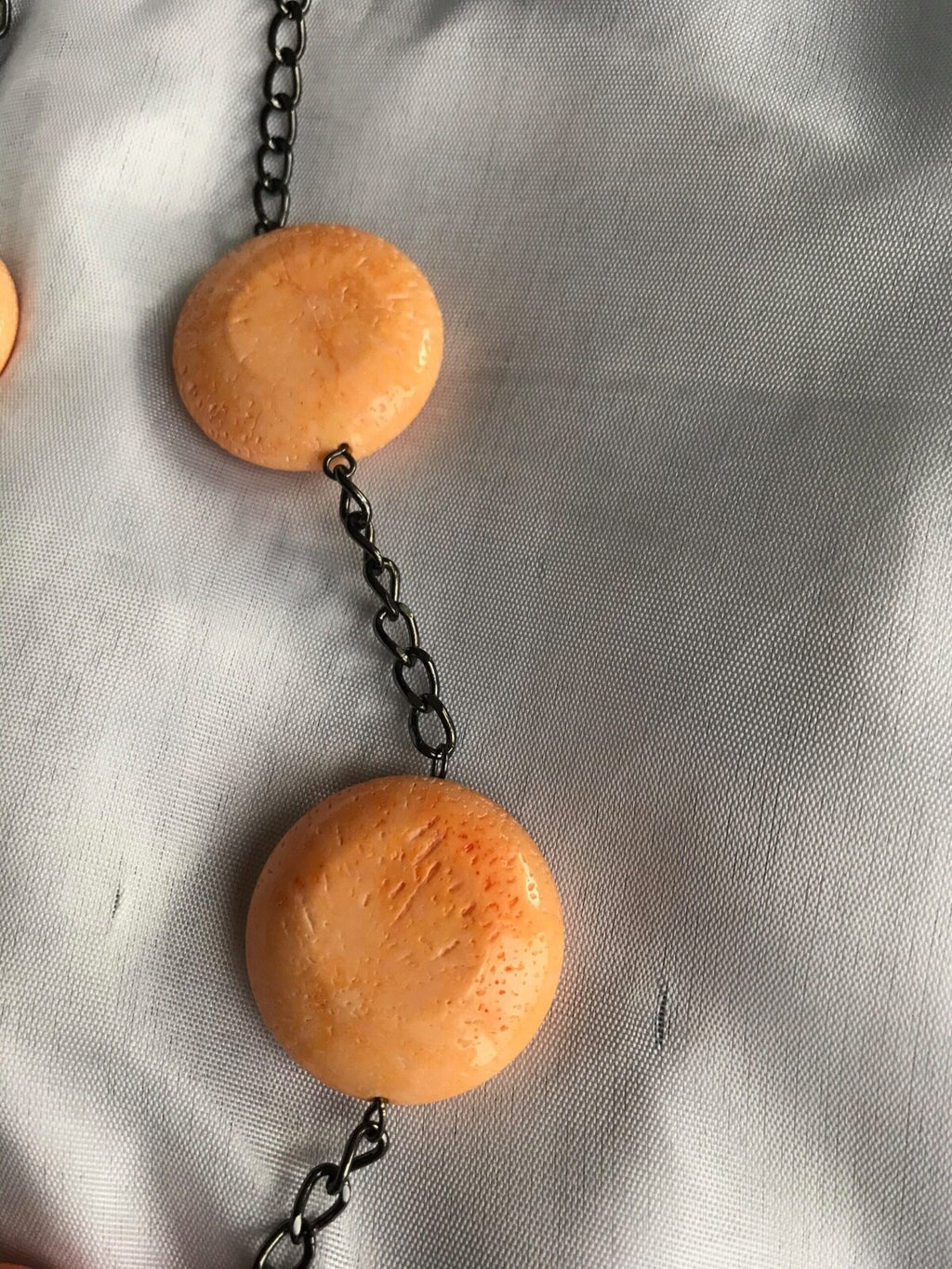 Melon/Peach Coloured Coin Sea Bamboo Necklace