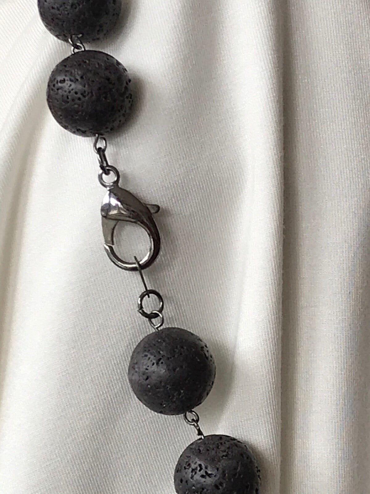 Black Lava Coin and Round Beads Necklace