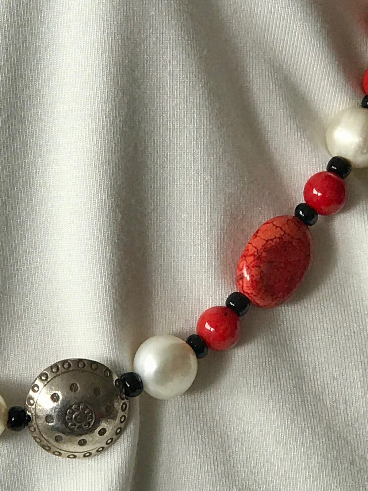 Orange Semi-Precious Necklace with Sterling Siver Feature