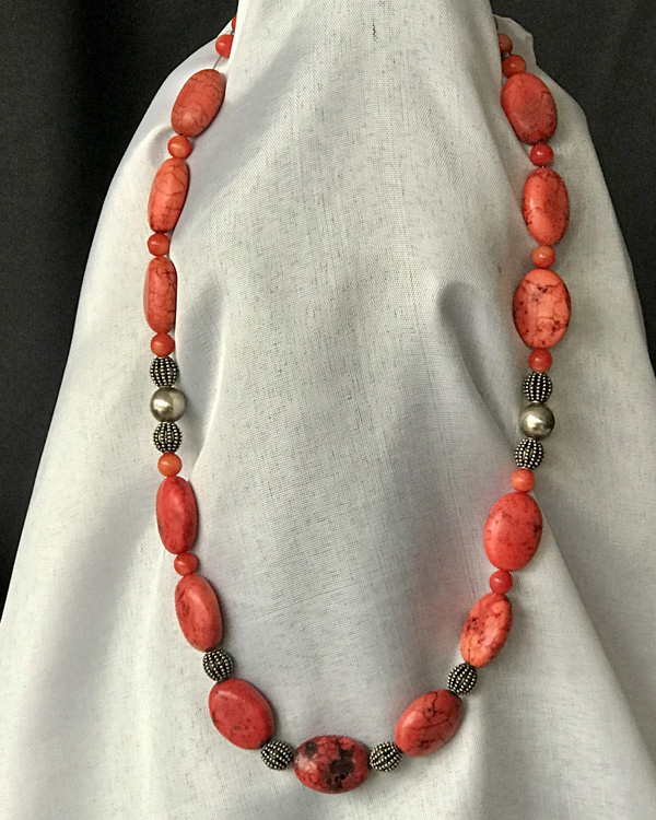 Orange Howlite with Silver