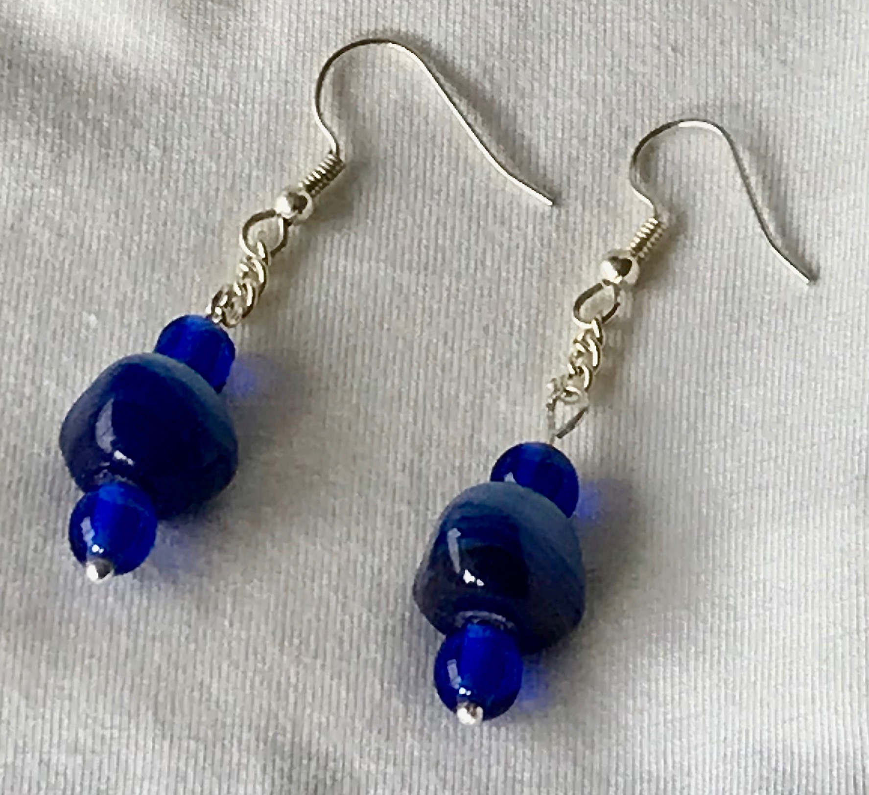 Sea Blue Glass Matching Earrings