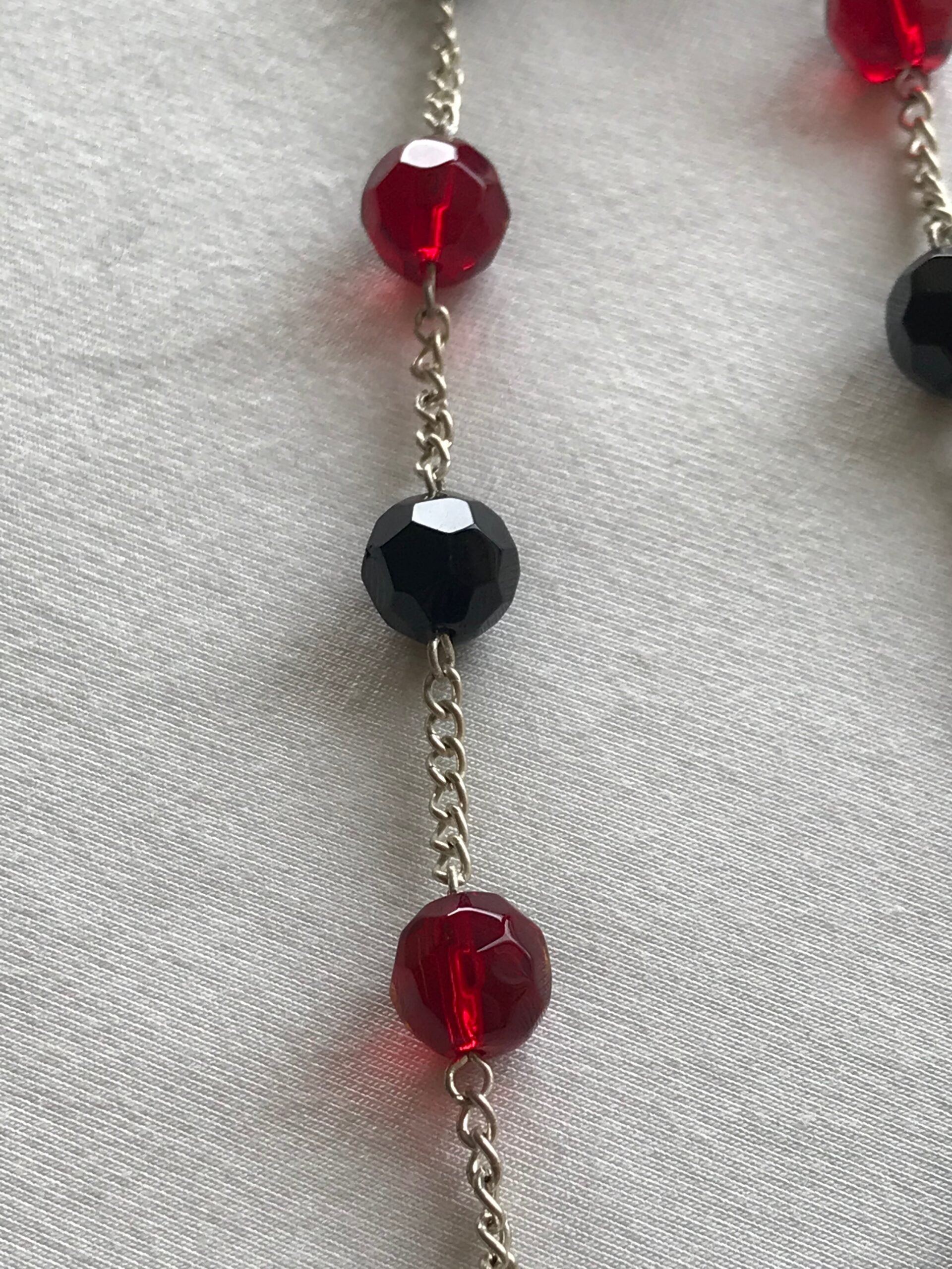 Red Czech Beads with Black Glass Fine Chocker-1