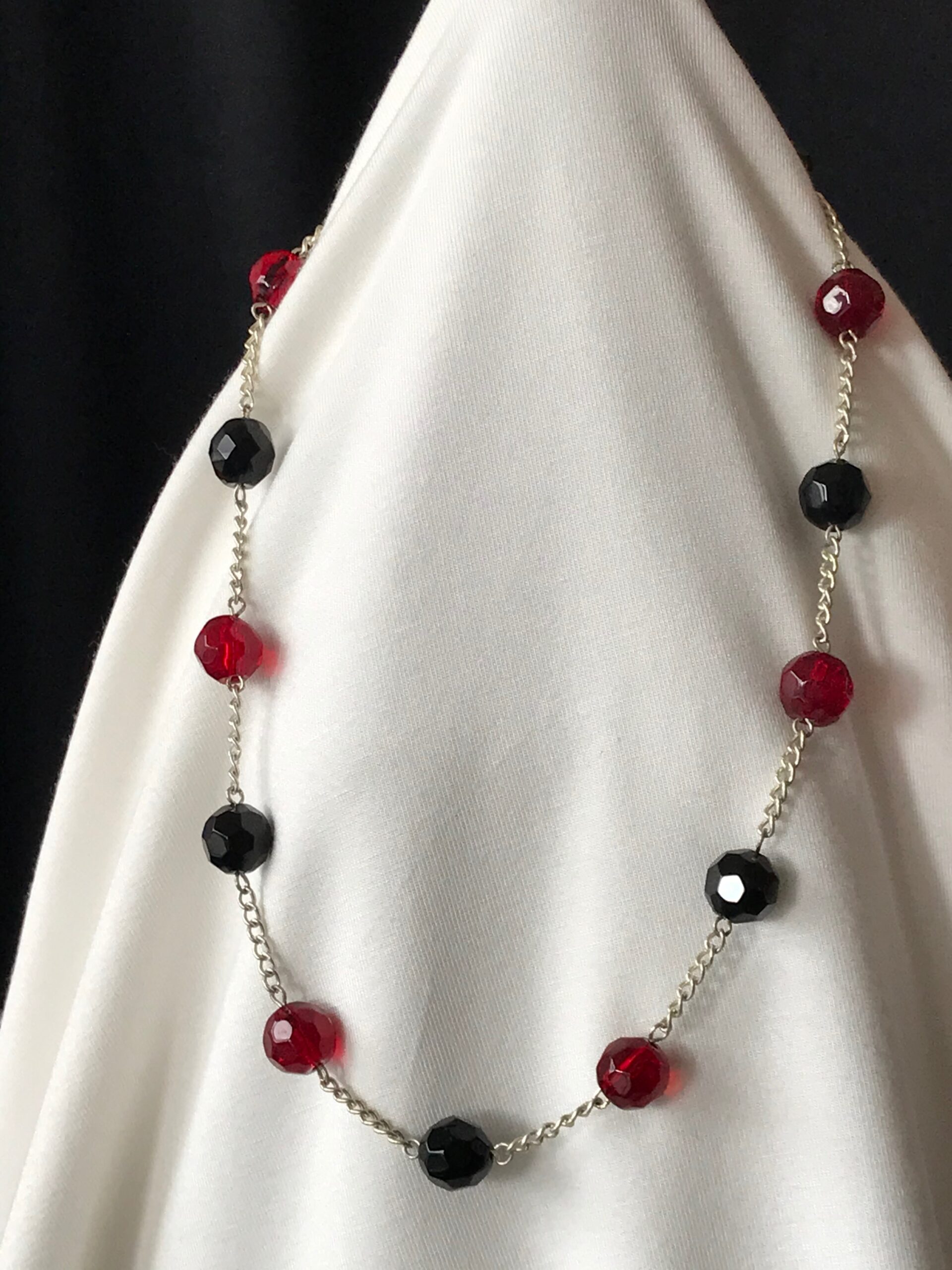 Red Czech Beads with Black Glass Fine Chocker