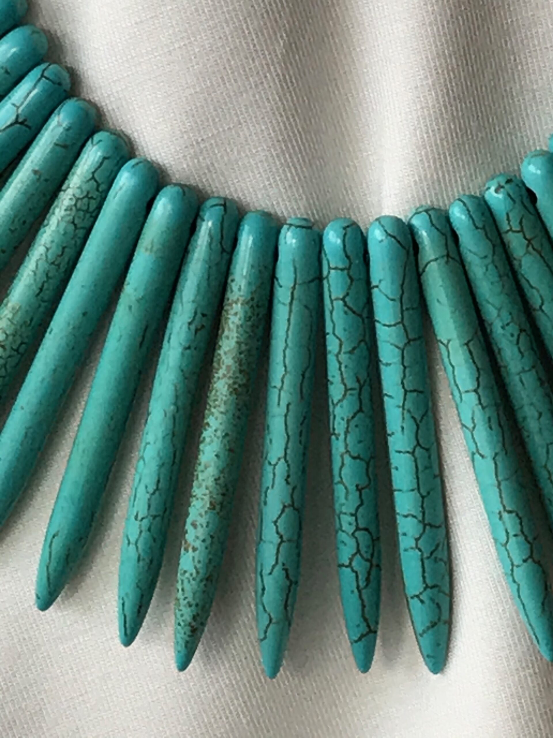 Turquoise Blue Stick Teeth Necklace-1