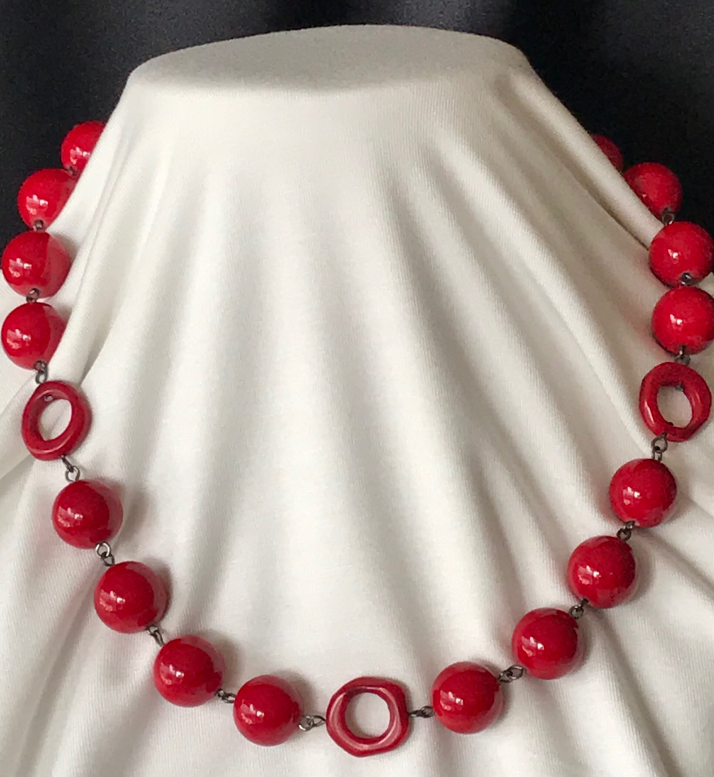 Red Necklace with MOP Shiny beads