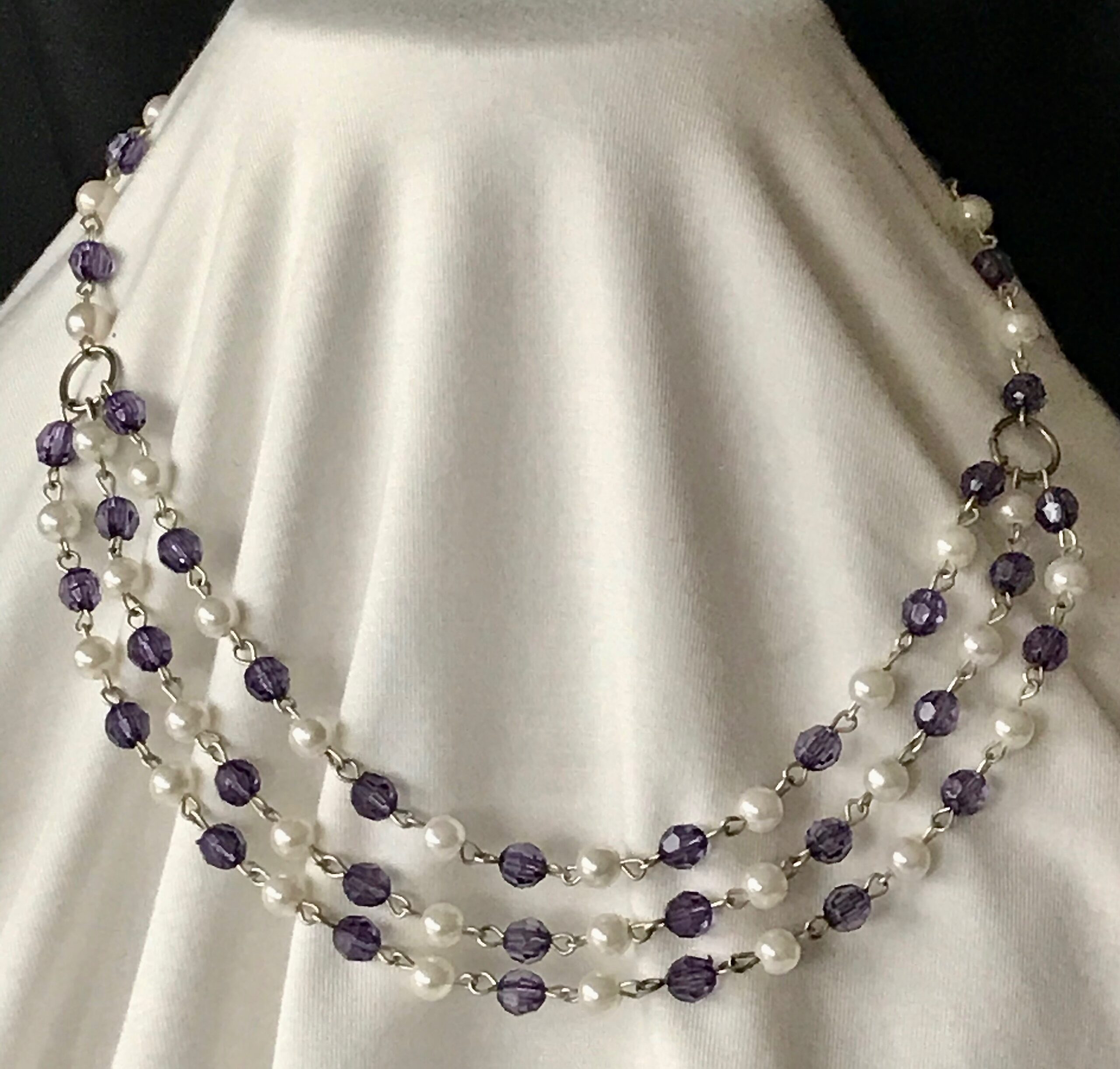 White and Purple Dainty Necklace
