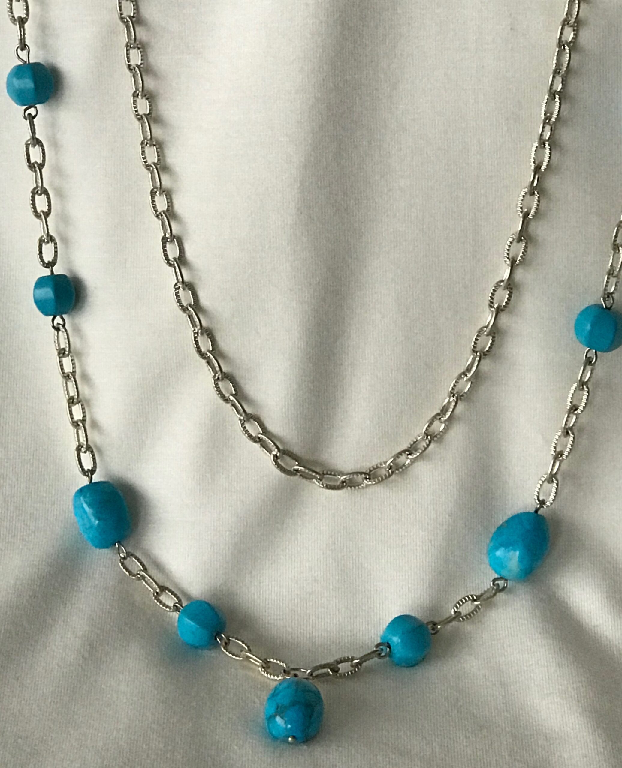 Turquoise Coloured Howlite Chain Necklace